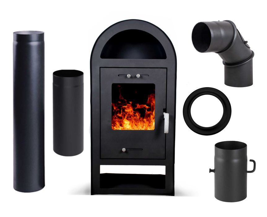 PIEC - KOZA KOMINEK ECO STALOWY  NEGRO 7,5KW + zestaw przyłączeniowy