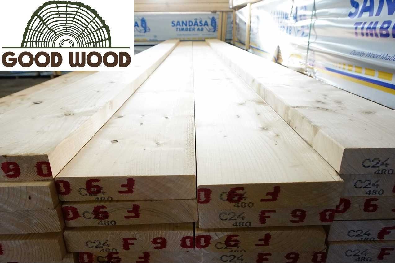 Drewno konstrukcyjne 45x120 mm C24 strugane więźba dachowa kvh bsh
