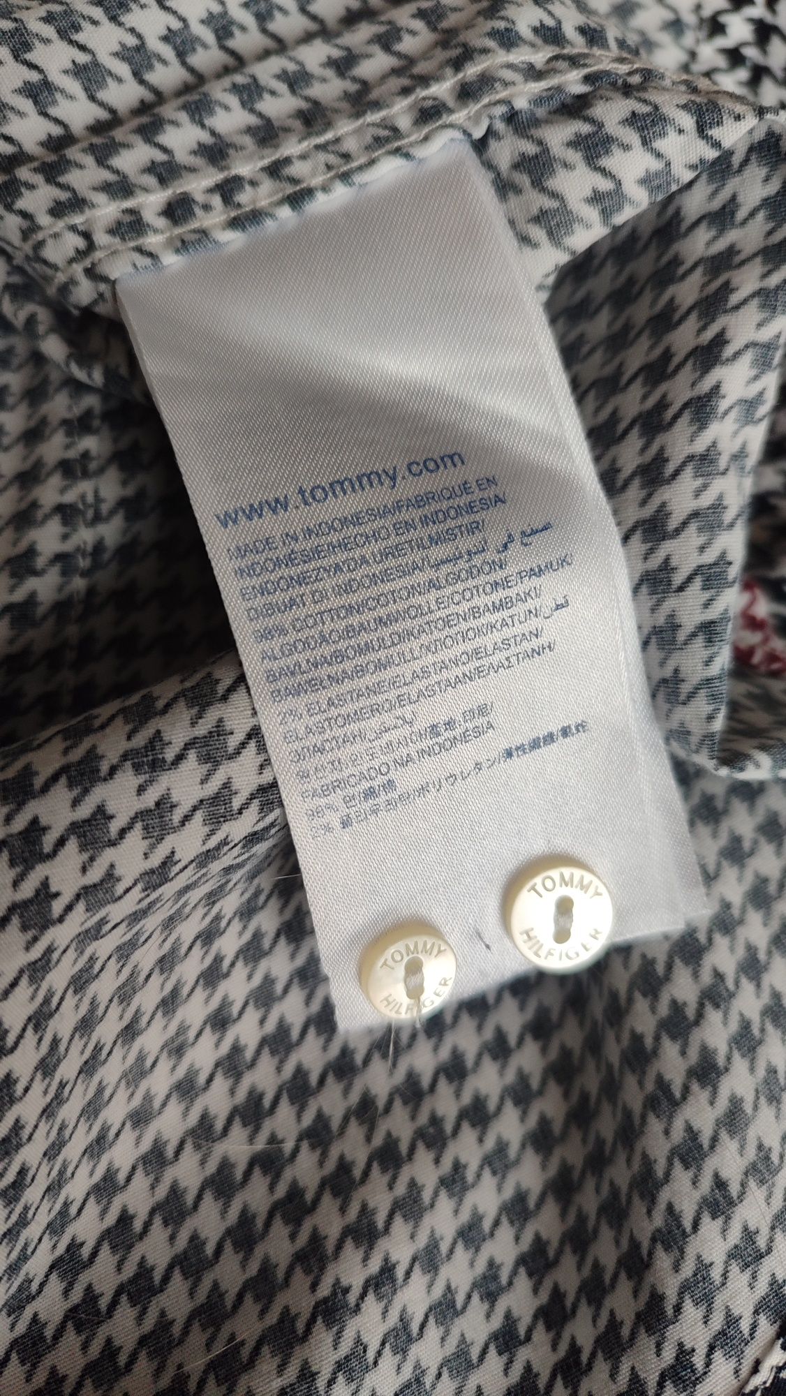 Bluzka damska koszulowa pepitka Tommy Hilfiger 98% bawełna,bez wad.