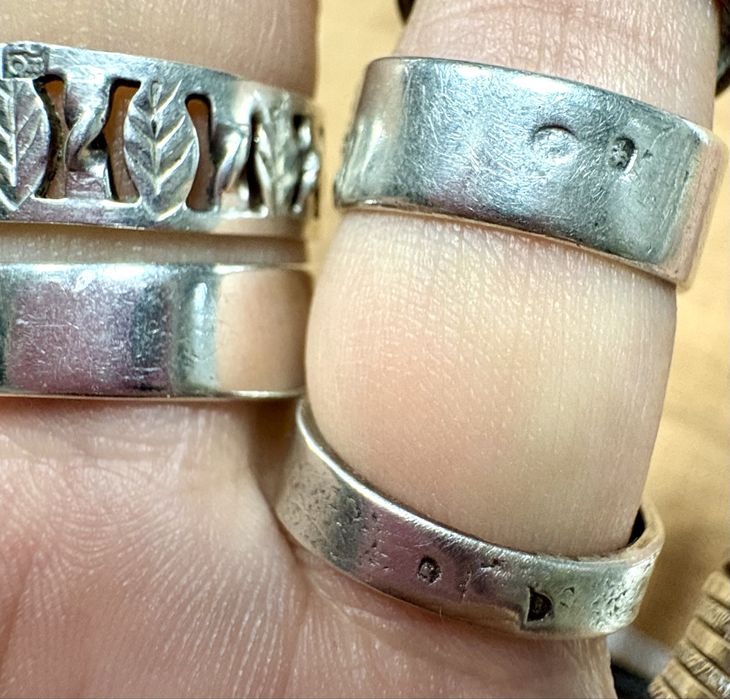 ORNO Stare srebro z Prl pierscionek obrączka warmet rytosztuka vintage