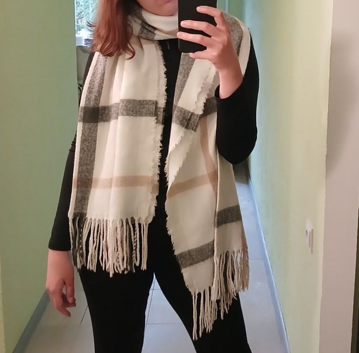 Шарф картатий світлий