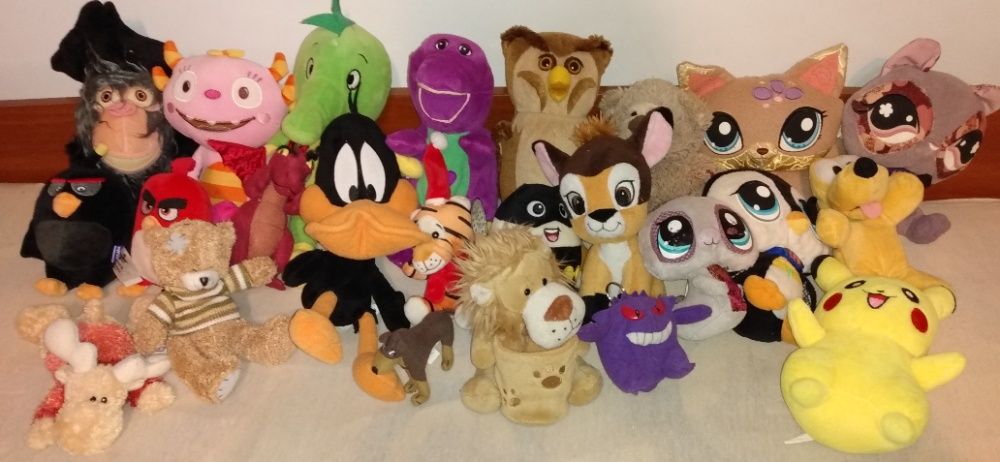 Duży zestaw maskotek Tabaluga, Duffy, Angry Birds Pokemony