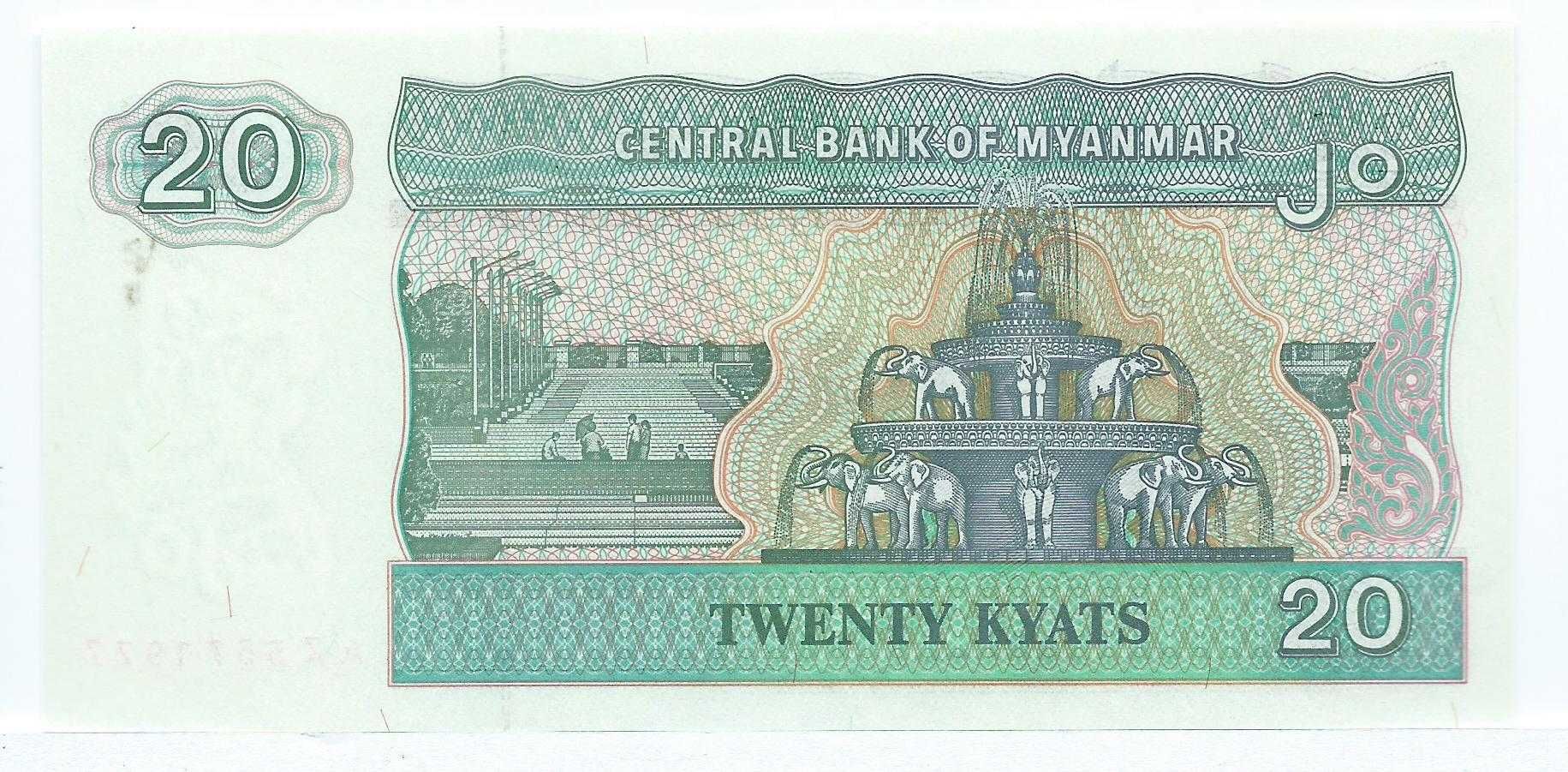 Banknot Birma 20 kyat 1994 - stan UNC