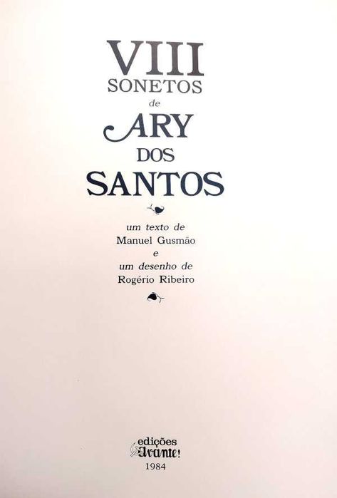 Livro VIII Sonetos Ary dos Santos Numerado