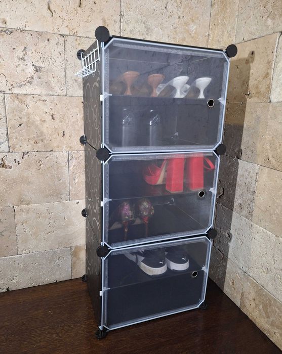 N O W A 2 sztuki Loft lekka modułowa czarna szafka na buty regał półki