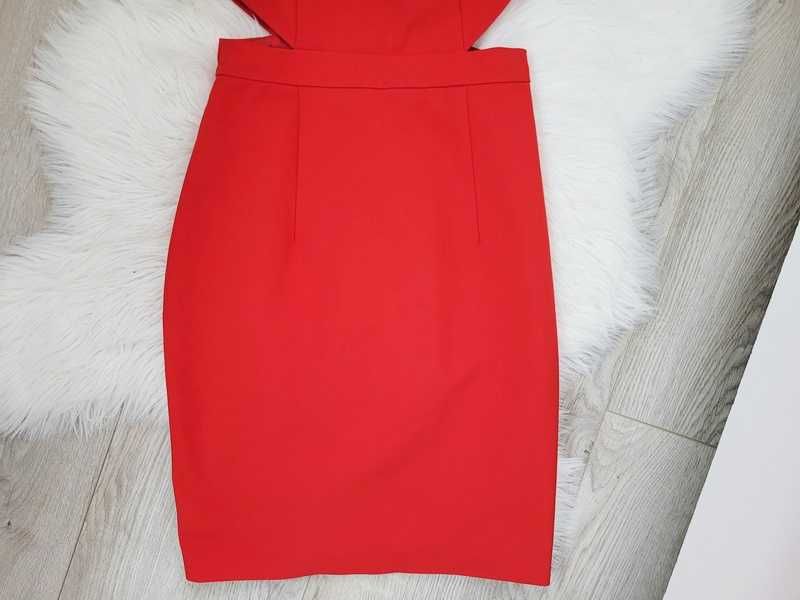 Czerwona, ołówkowa, krótka / mini sukienka z wycięciami Mohito, 36 (S)