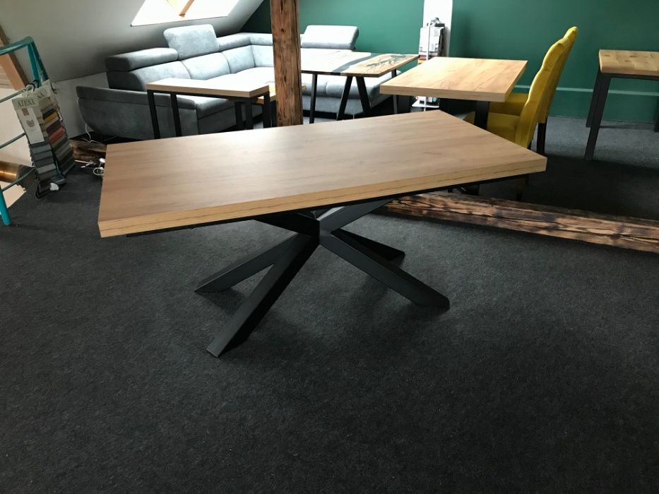 Stół 250x90 Loft Dąb Craft złoty