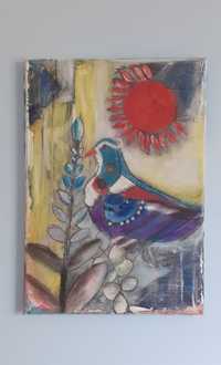 Obraz Ptak Abstrakcja Nowoczesny handmade ręcznie malowany akryl