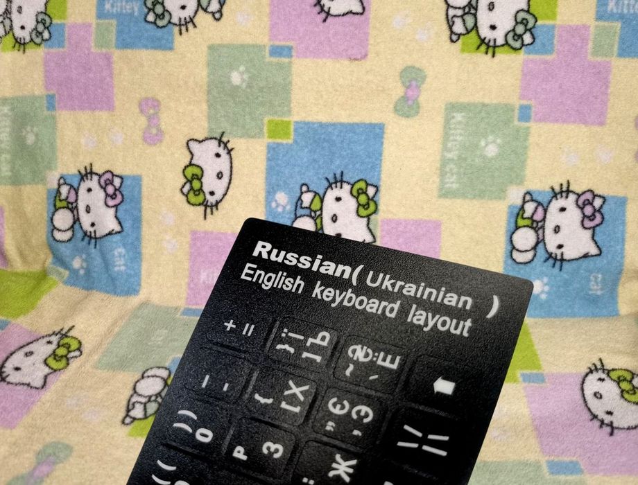Нестираемые наклейки для клавиатуры 13х11 мм Белого Цвета Укр-Анг-Rus