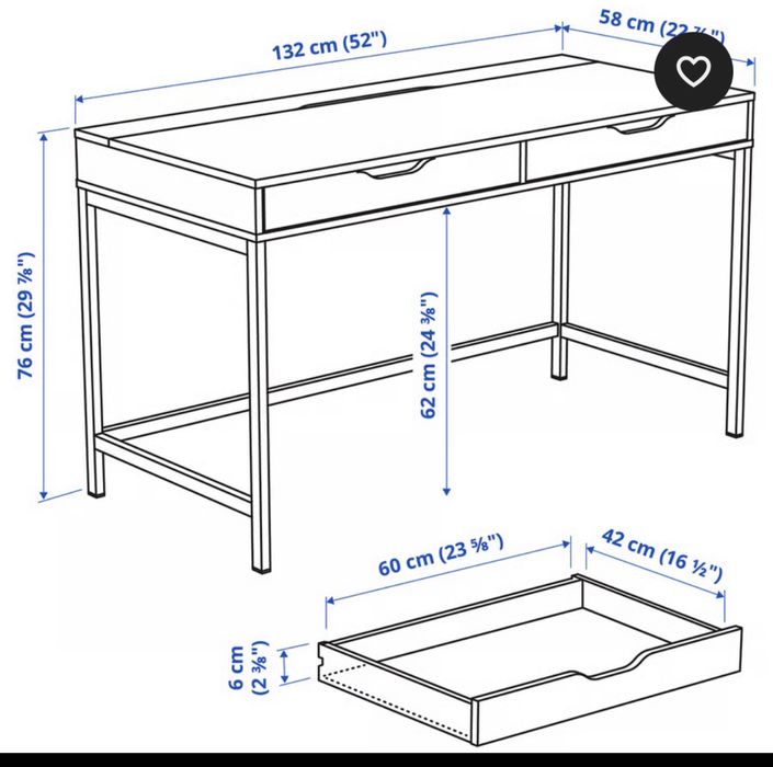 Secretária cor preta (100x48 cm)