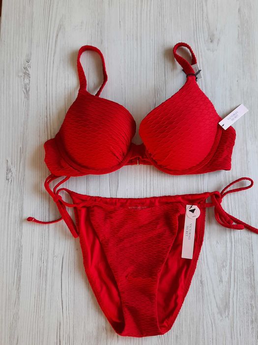 Красный купальник Victoria's secret бандо пуш-ап 80В 80С 85А варианты