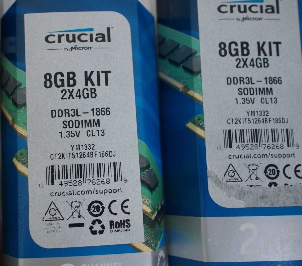 Нова пам'ять Crucial DDR3L-1866 8Gb Kit (4Gbx2) PC3L-14900S Macbook