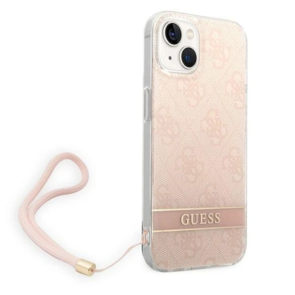 Etui Guess 4G Print Strap na iPhone 14 Plus - różowe