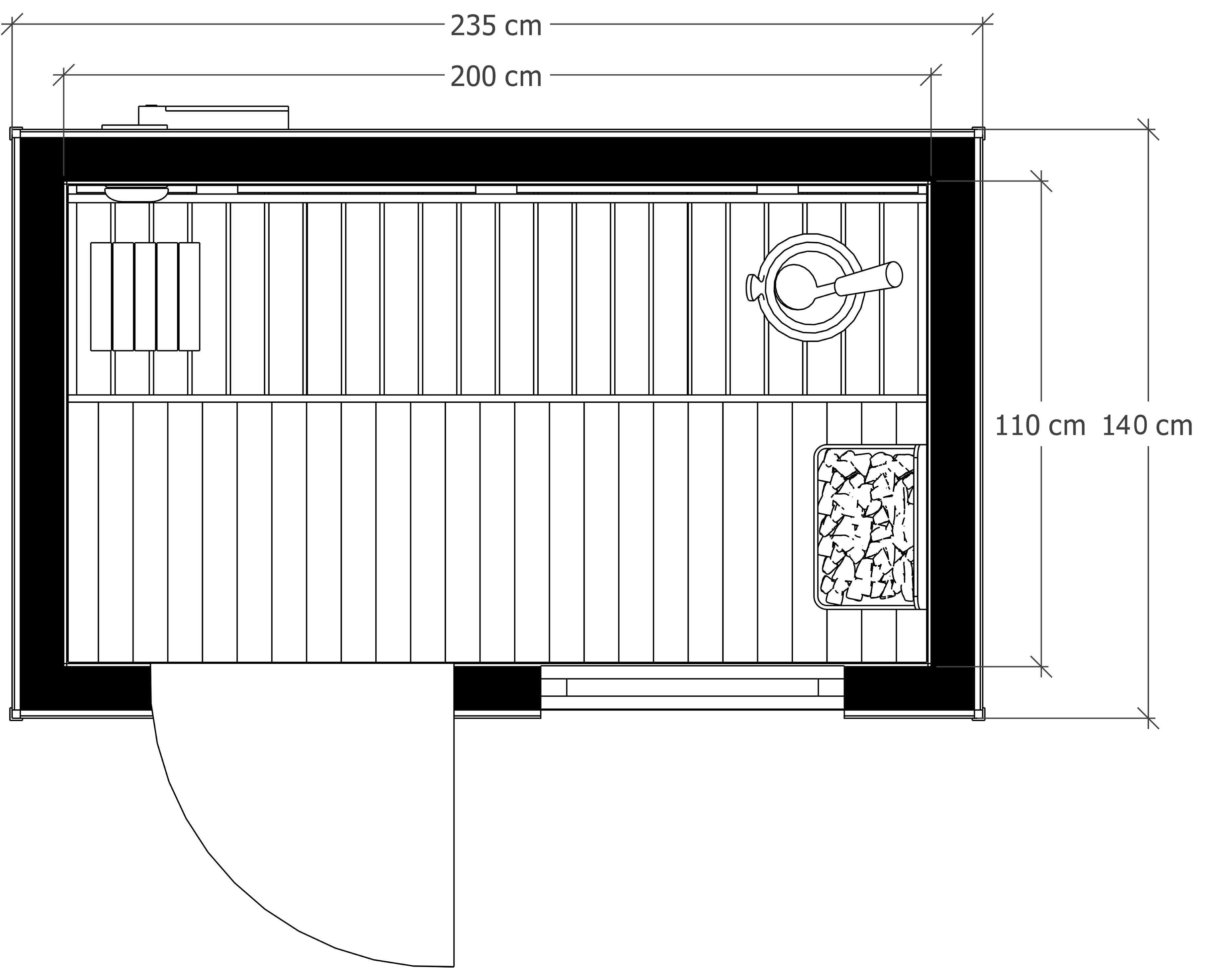 Sauna ogrodowa Mia 235 cm x 140 cm