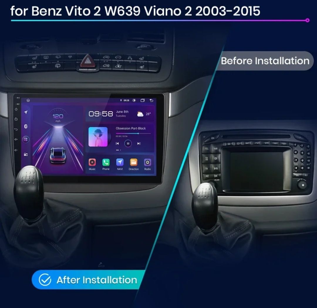 Rádio 10" android Mercedes Vito Viano 2 w639 CARPLAY WIFI GPS 2/32 Nov
