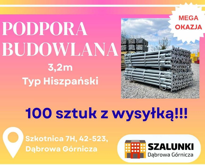 Podpora budowlana 3,2m 100 sztuk podpory płyty stemple szalunek sztyca