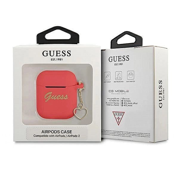 Etui Guess Silicone Charm Heart Collection na AirPods 1/2 - czerwone