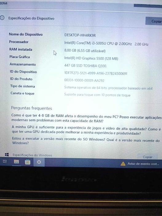 Pc Lenovo yoga 500 tutchscreen