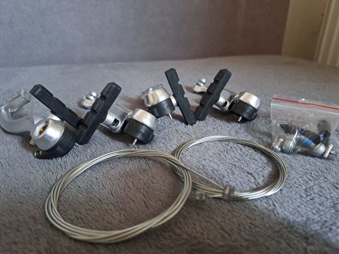 NOWE Hamulce aluminiowe V-Brake srebrne + linki hamulca 2030mm komplet