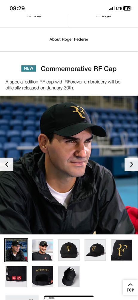 Roger Federer RF x Uniqlo Black Cap R.Forever тенісна кепка бейсболка