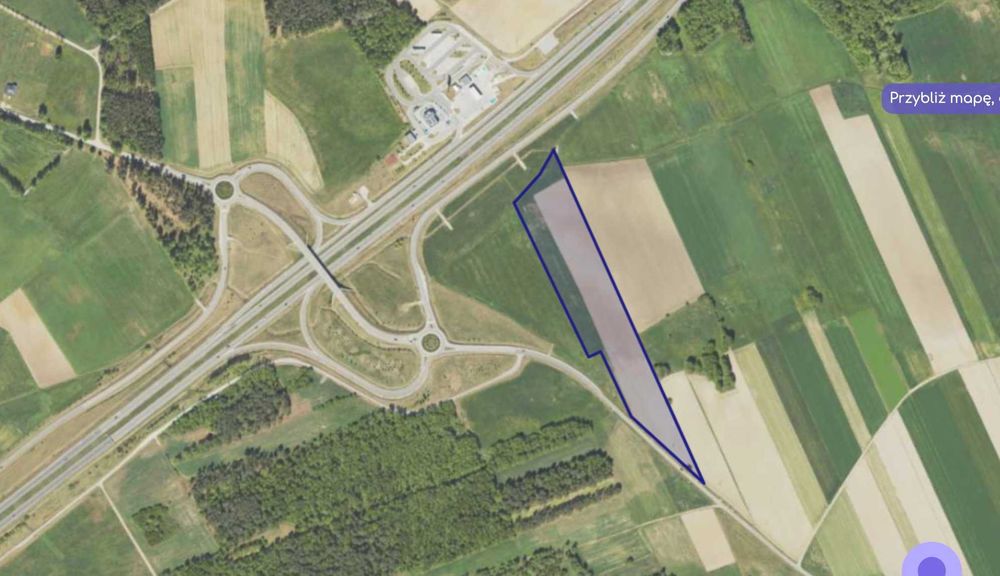 Sprzedam działkę inwestycyjną 3,7 h – PUE – przy zjeździe S8