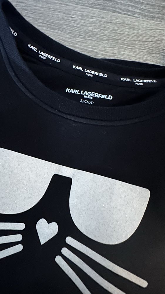 Bluza damska bez kaptura z kotem kotkiem Karl Lagerfeld czarna