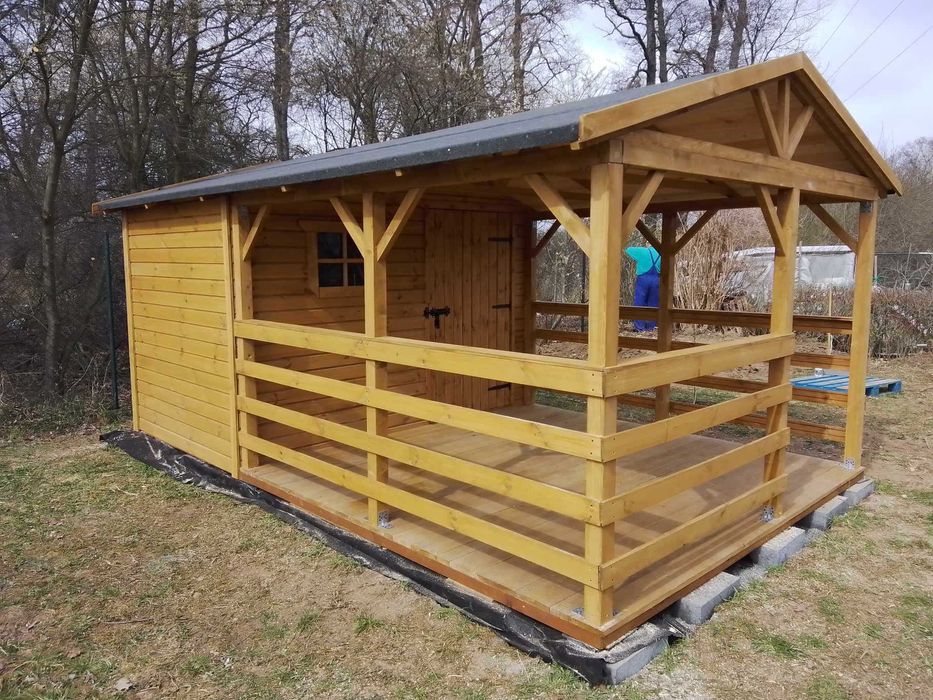 Domek narzędziowy z tarasem, domek ogrodowy 3x3 domek 3x2 taras
