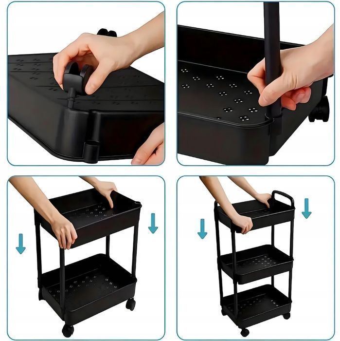 Półka Łazienkowa Na Kółkach 4 Poziomy Mobilna Szafka Kuchenna