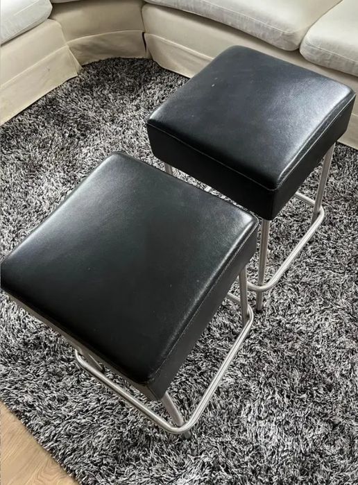 Julius stołek barowy Ikea 2 sztuki hoker prawdziwa skóra stał nierdzew