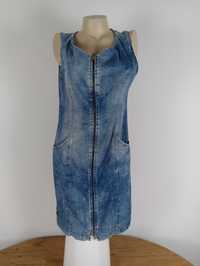 Niebieska Ombre Dżinsowa Jeansowa Sukienka Vintage 36 S Kula