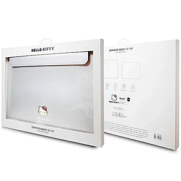Pokrowiec Hello Kitty Pu Metal Logo na laptopa 14" - srebrny