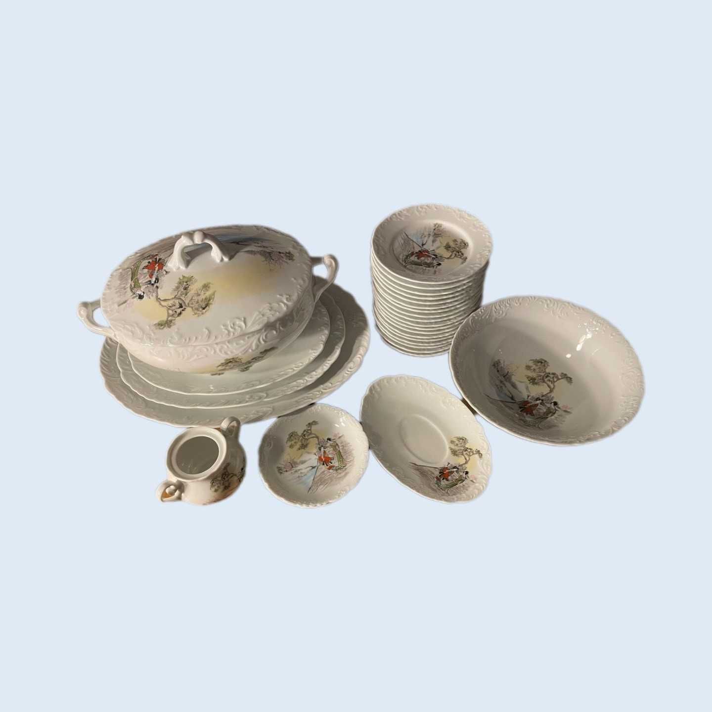 Serviço de jantar em Porcelana SPAL motivos ilustrativos Chineses.
