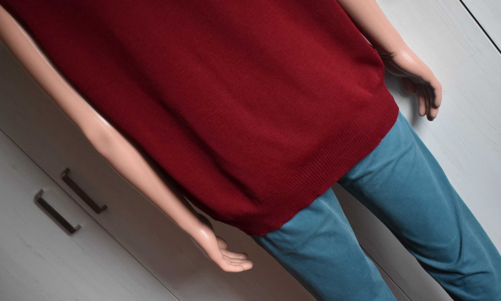 Kamizelka wełniana 56 L XL wełna 50% elegancka blazer bordowa męska