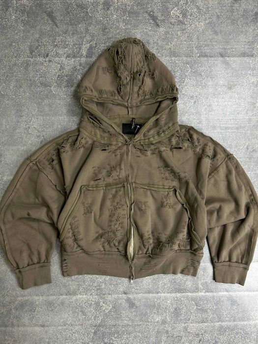 Худі zip худи зіпка коричнева зипка кофта distressed archive y2k S M L
