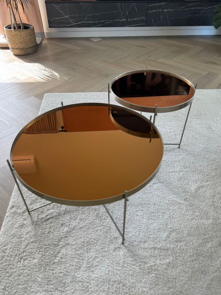 Zestaw dwóch stolików kawowych 64cm i 46 cm miedziany