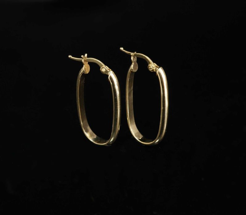 Złoto 585-złote kolczyki damskie owalne