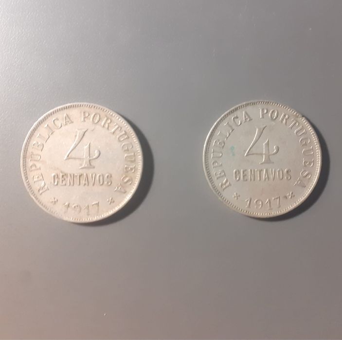 lote de 2 moedas 4 centavos 1917 1ª Republica Portuguesa