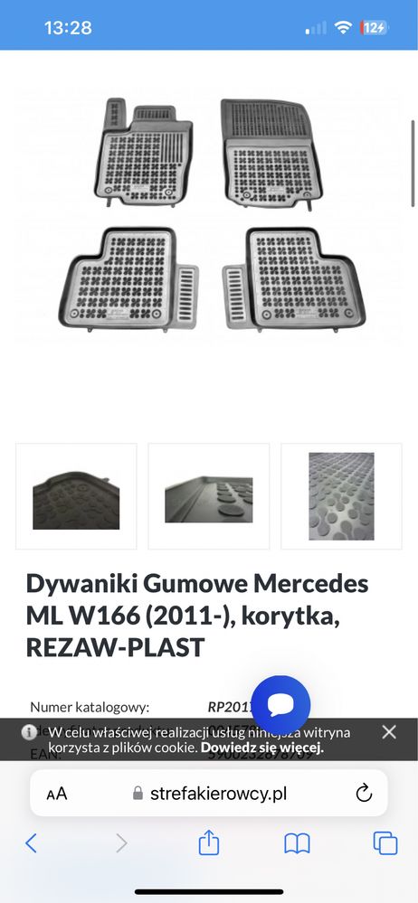 Dywaniki gumowe mercedes ML W166