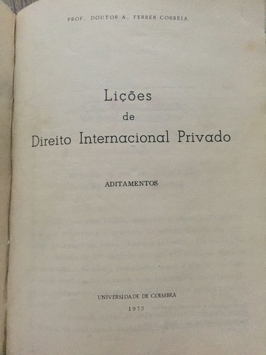 Direito Internacional Privado - Lições Ferrer Correia 1975 - Raro
