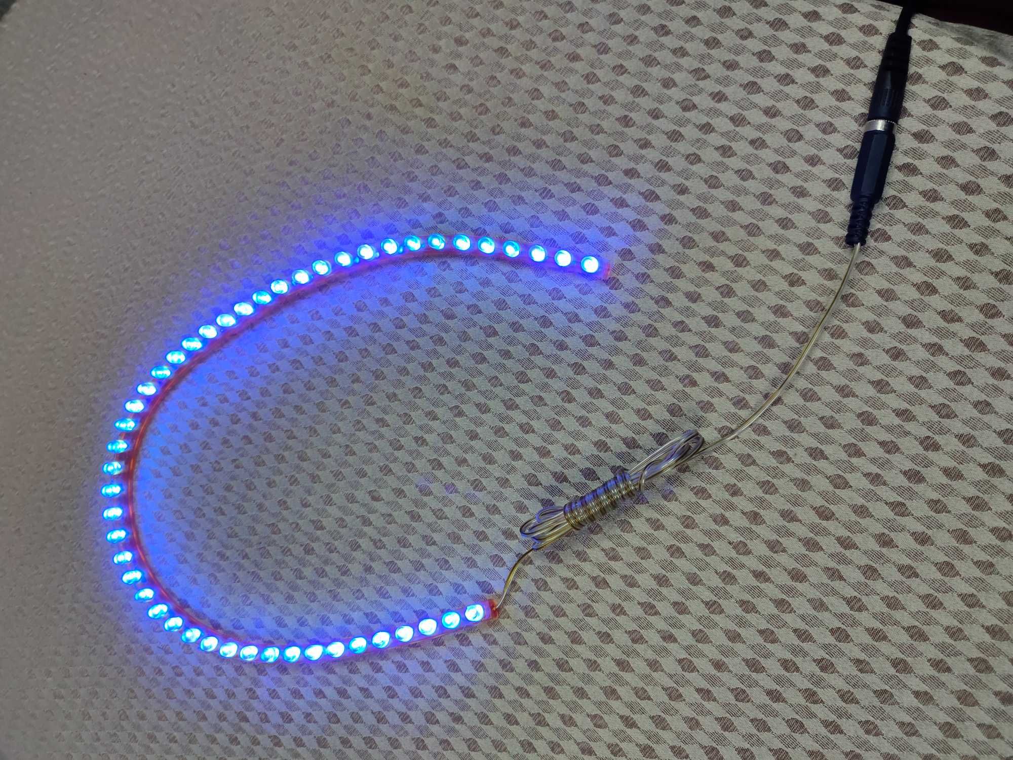 Синя погружна гнучка LED підсвітка для акваріуму, 38 см + Б/Ж 12v