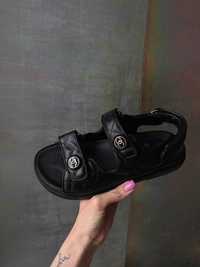 Сандали Chanel Sandals Black Lux кожаные босоножки