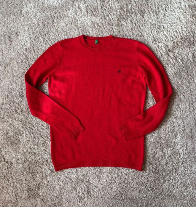 Czerwony wełniany sweter damski S M United Colors of Benetton