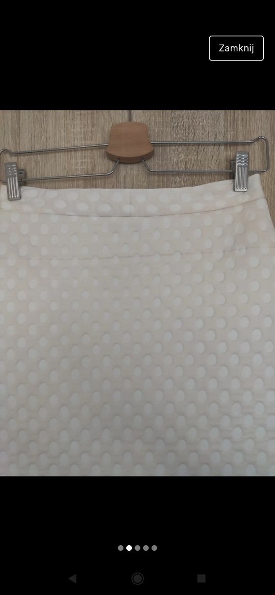 Spódnica spódniczka kremowa piankowa w groszki Topshop M mini