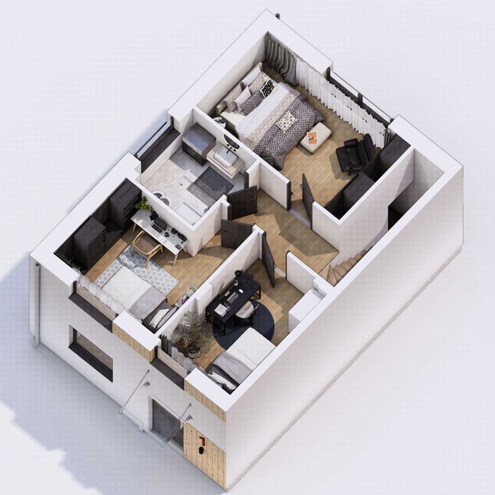 Nowy Segment 80m2 w stanie deweloperskim Więcbork -pompa ciepła, ogród