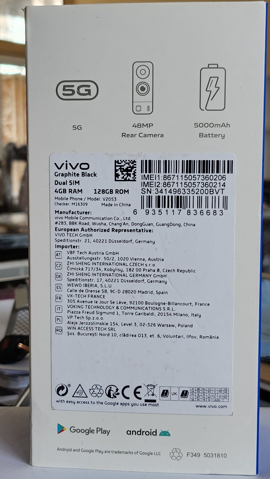 Vivo Y52 5G (модель:V2053) 4/128GB;2сим,новый.
Y52 5G (V2053) 2 сим; 4