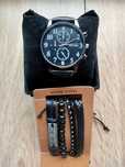 Czarny zegarek + 4 bransolety