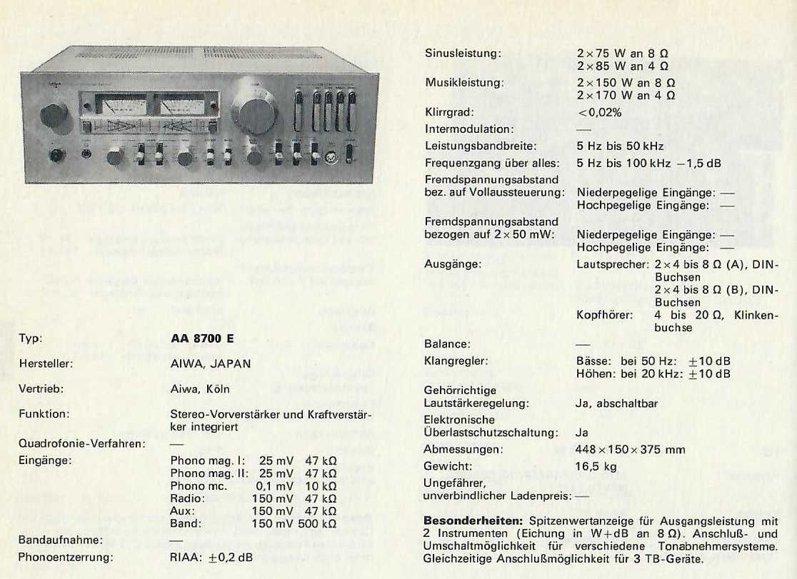 Aiwa AA-8700 Wzmacniacz AA8700 Piękny Stan