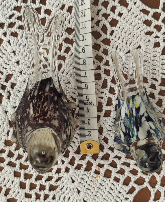 2 szt figurek szklanych ptaszkow z czasów PRL-u