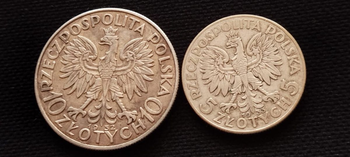 Zestaw 2 x Polonia | 10 zł 1932 BZM | 5 zł 1933 ZZM