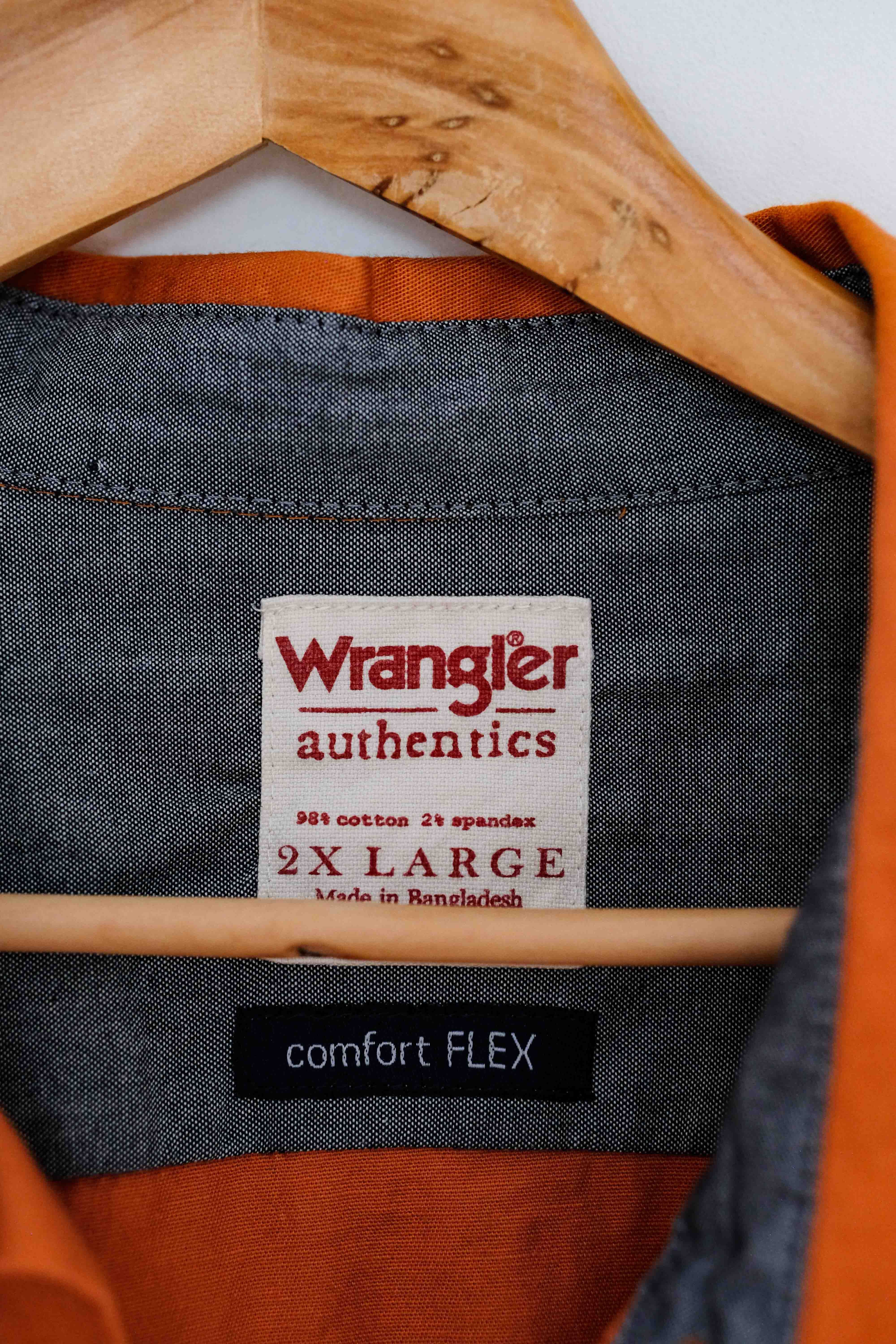 Wrangler koszula męska XXL pomarańczowa bawełniana krótki rękaw